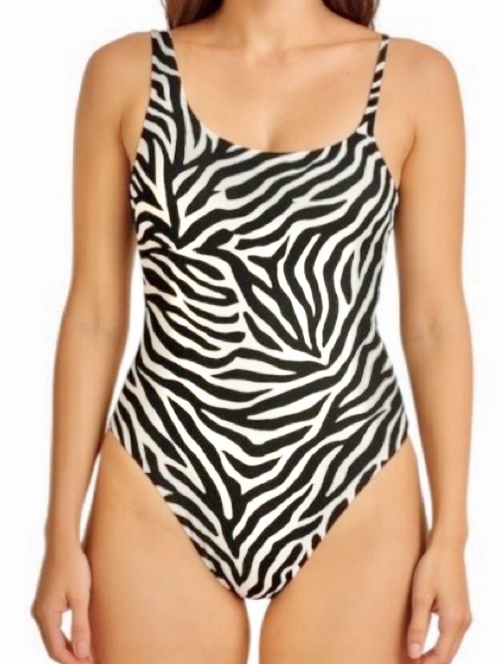 New KATE SPADE NEW YORK Zebra One Shoulder One Piece sz L